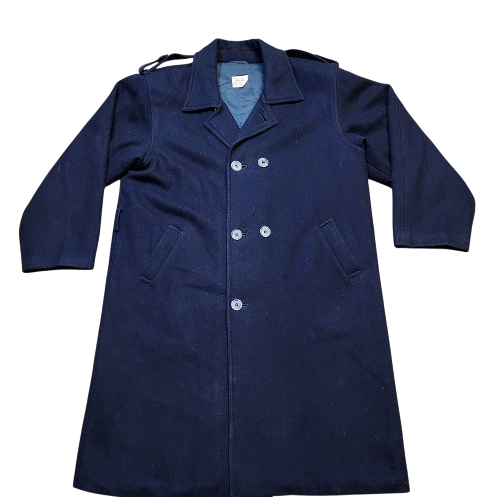 80s Vintage Designer Made In Europe Elegant Navy Double-Breasted Trench Coat
